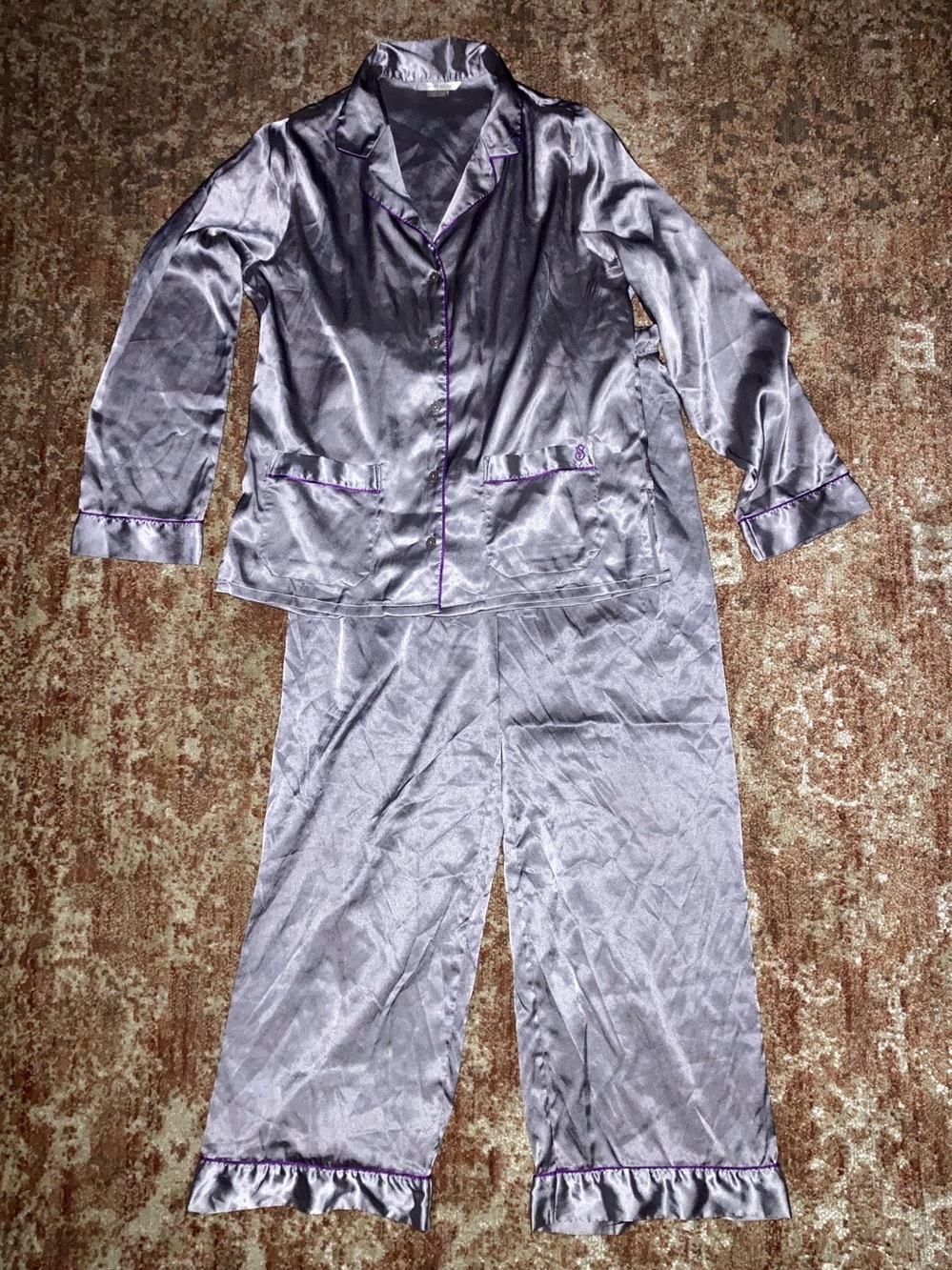 Purple Satin Pajama Set